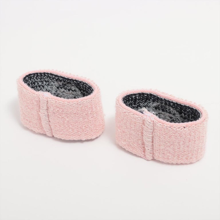 Chanel Coco CC Logo Knit Headband and Wristband Set Pink x  display picture 3
