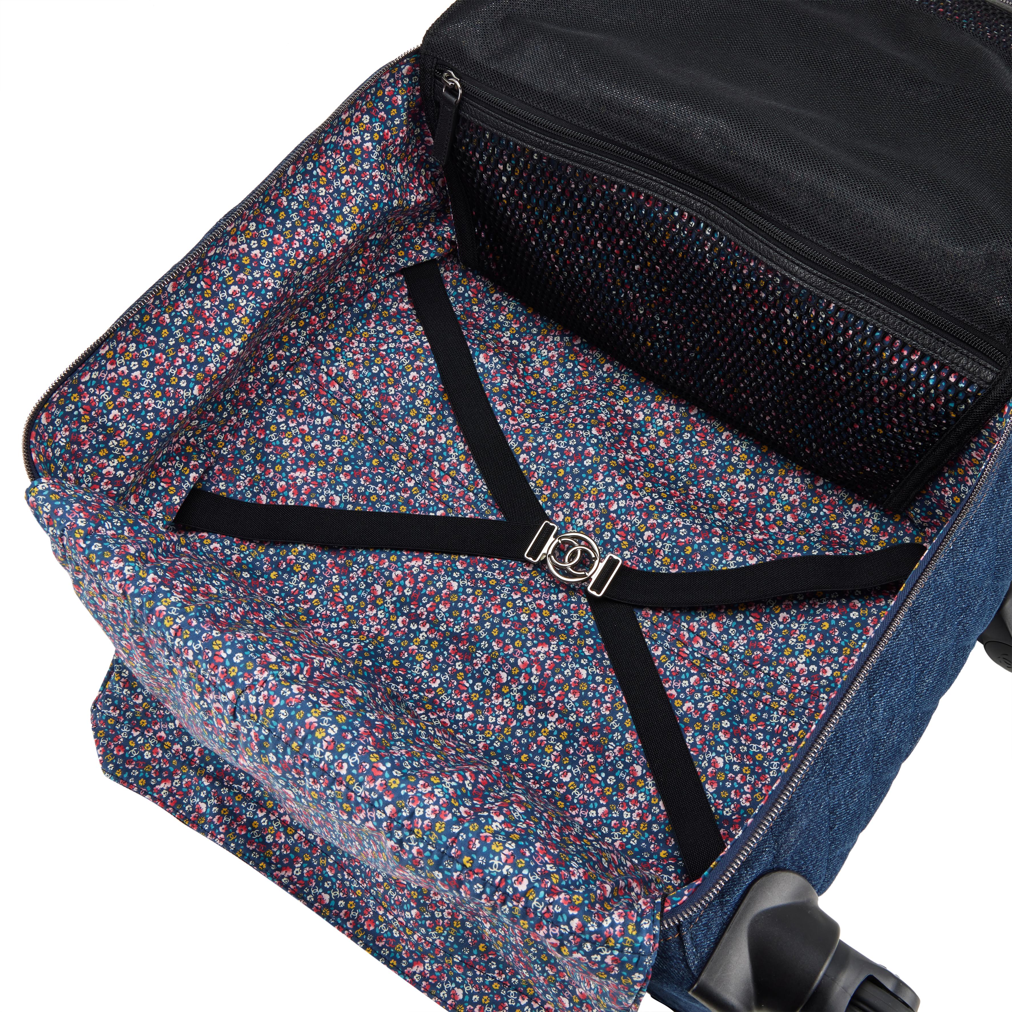 Chanel Coco Charm Denim Jean Trolley Travel Luggage Rolling Carry On Bag For Sale 3