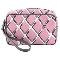 Chanel Coco Charm Wristlet Pouch Multicolor Canvas