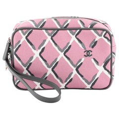 Chanel Coco Charm Wristlet Pouch Multicolor Canvas 