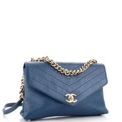 Chanel Coco Chevron Flap Bag Stitched Calfskin Medium