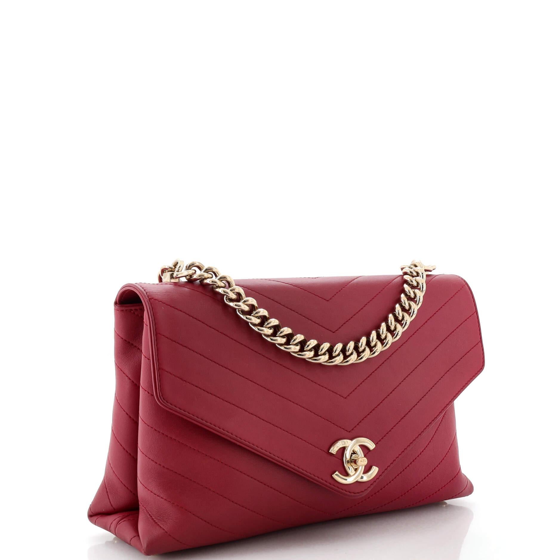 Chanel Coco Chevron Flap Bag Stitched Calfskin Medium In Good Condition In NY, NY