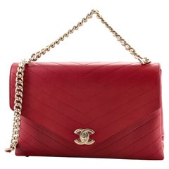 Chanel Coco Chevron Flap Bag Stitched Calfskin Medium