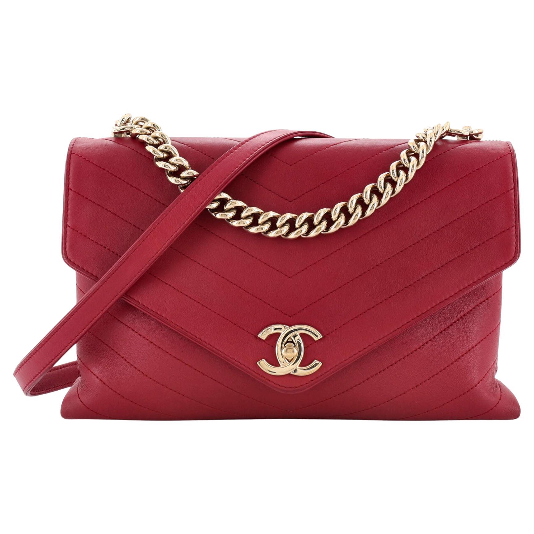 Chanel Coco Chevron Flap Bag Stitched Calfskin Medium