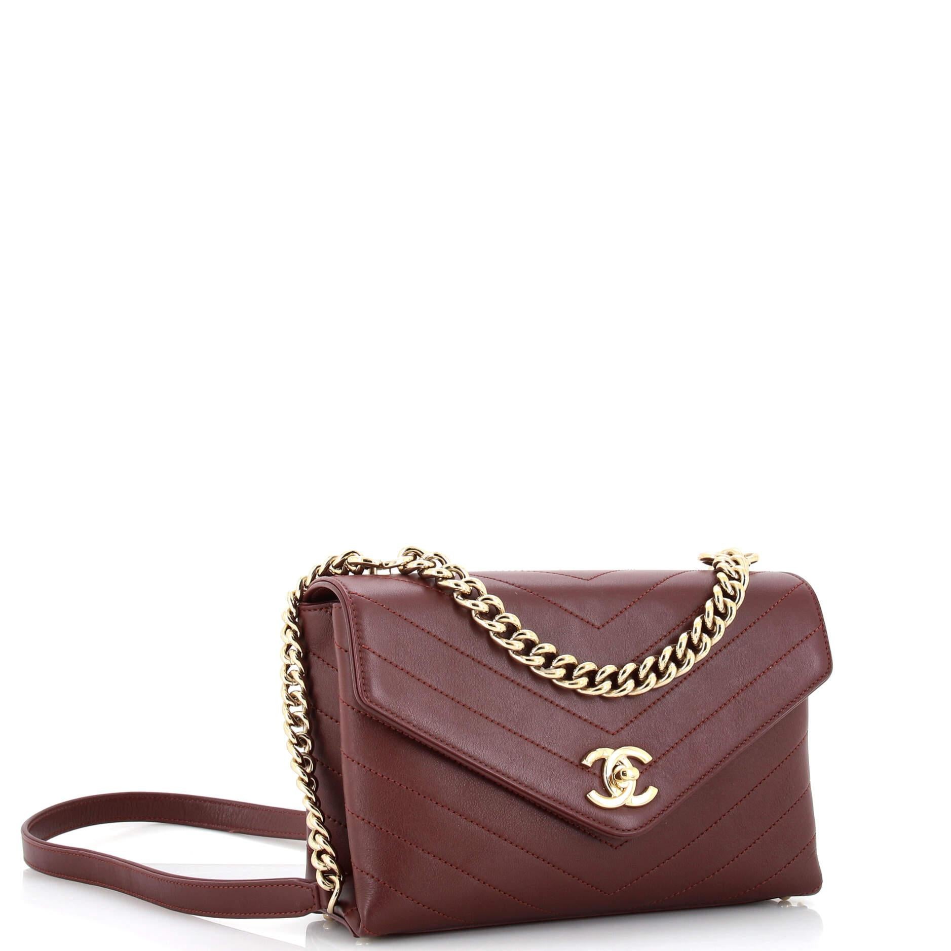 Chanel Coco Chevron Flap Bag Stitched Calfskin Small In Good Condition In NY, NY