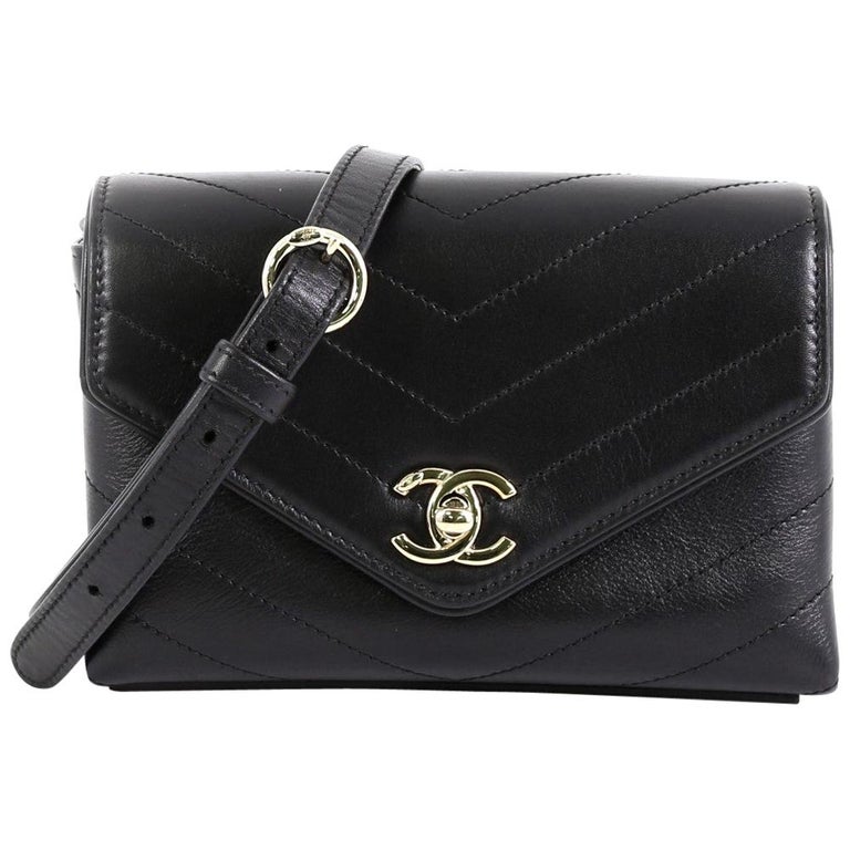 Chanel Coco Chevron Waist Bag Stitched Calfskin at 1stDibs