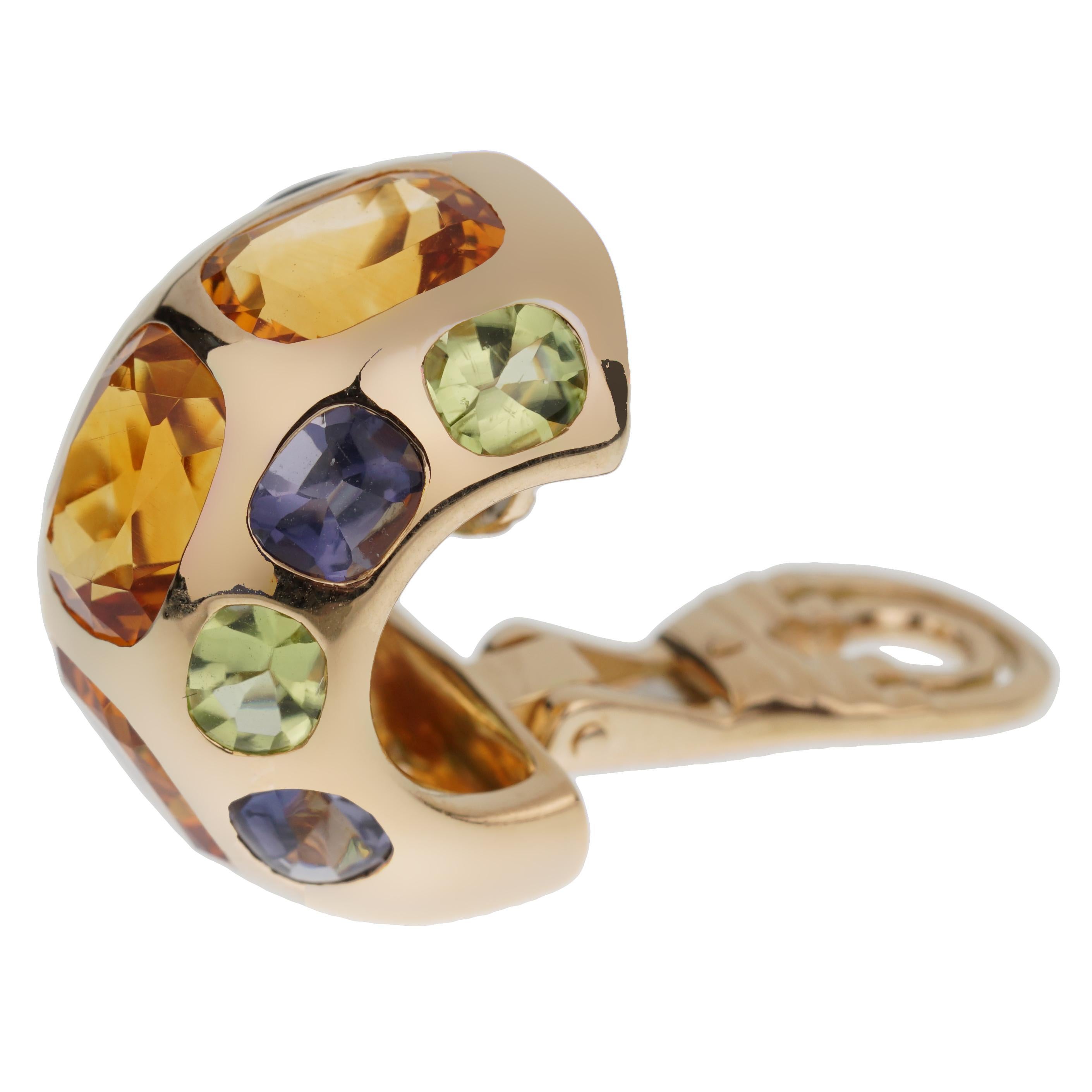 Boucles d'oreilles Chanel en or jaune 18 carats Citrine Péridot Iolite Excellent état - En vente à Feasterville, PA