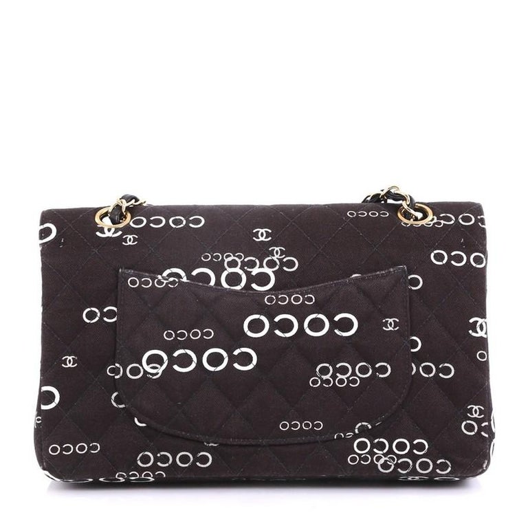 Chanel Coco Classic Double Flap Bag Quilted Printed Canvas Medium at ...