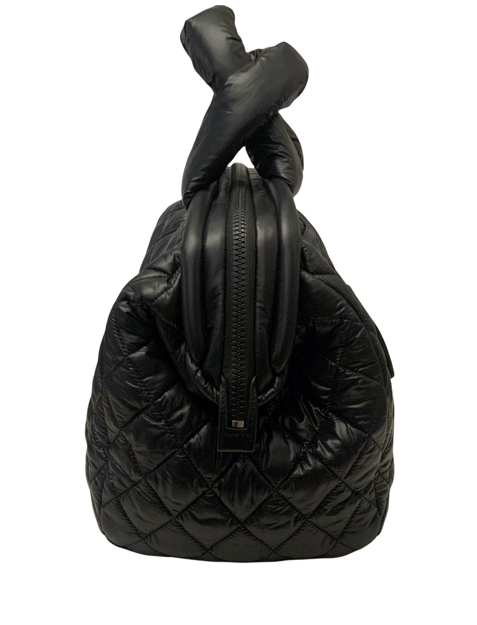 Chanel Coco Cocoon Black Quilted Canvas Bowling Bag  In Excellent Condition In Geneva, CH