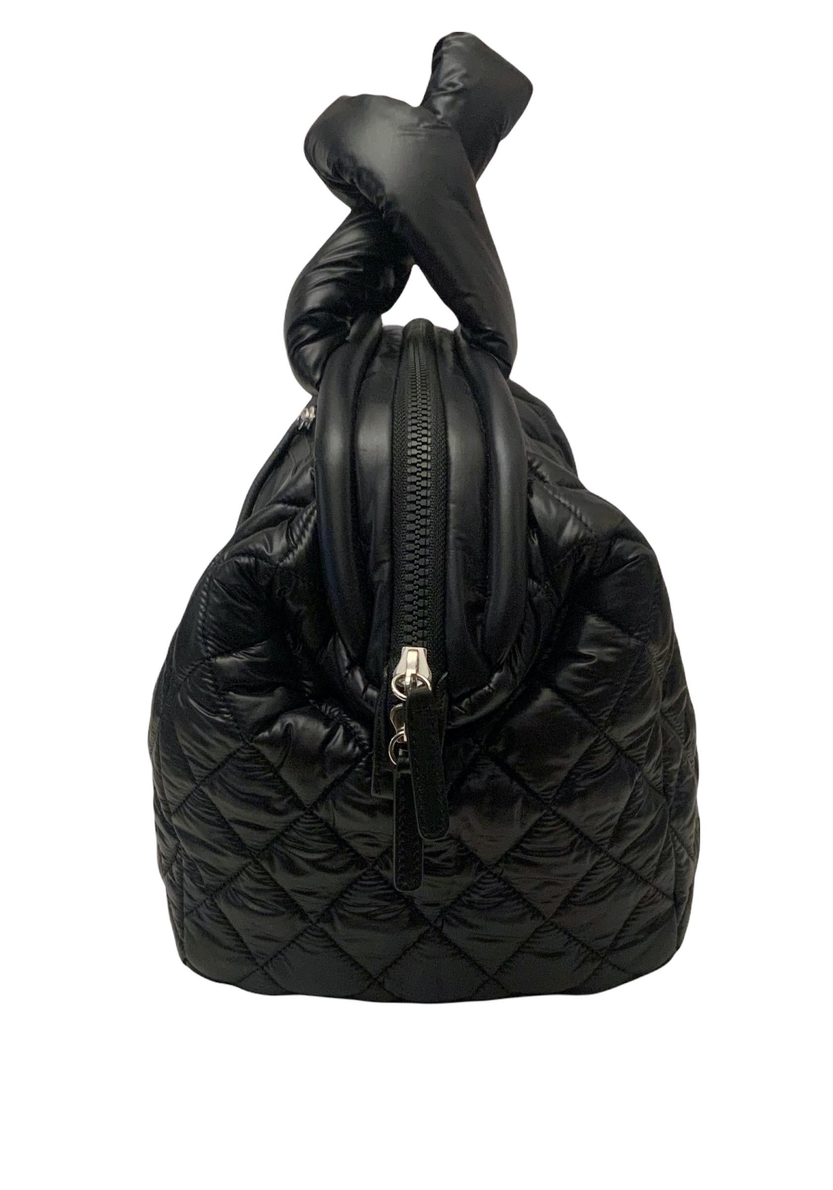 Women's or Men's Chanel Coco Cocoon Black Quilted Canvas Bowling Bag 