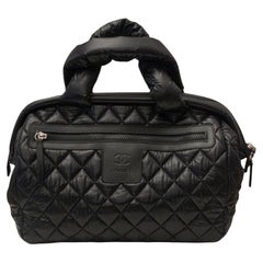 Chanel Coco Cocoon Black Quilted Canvas Bowling Bag 