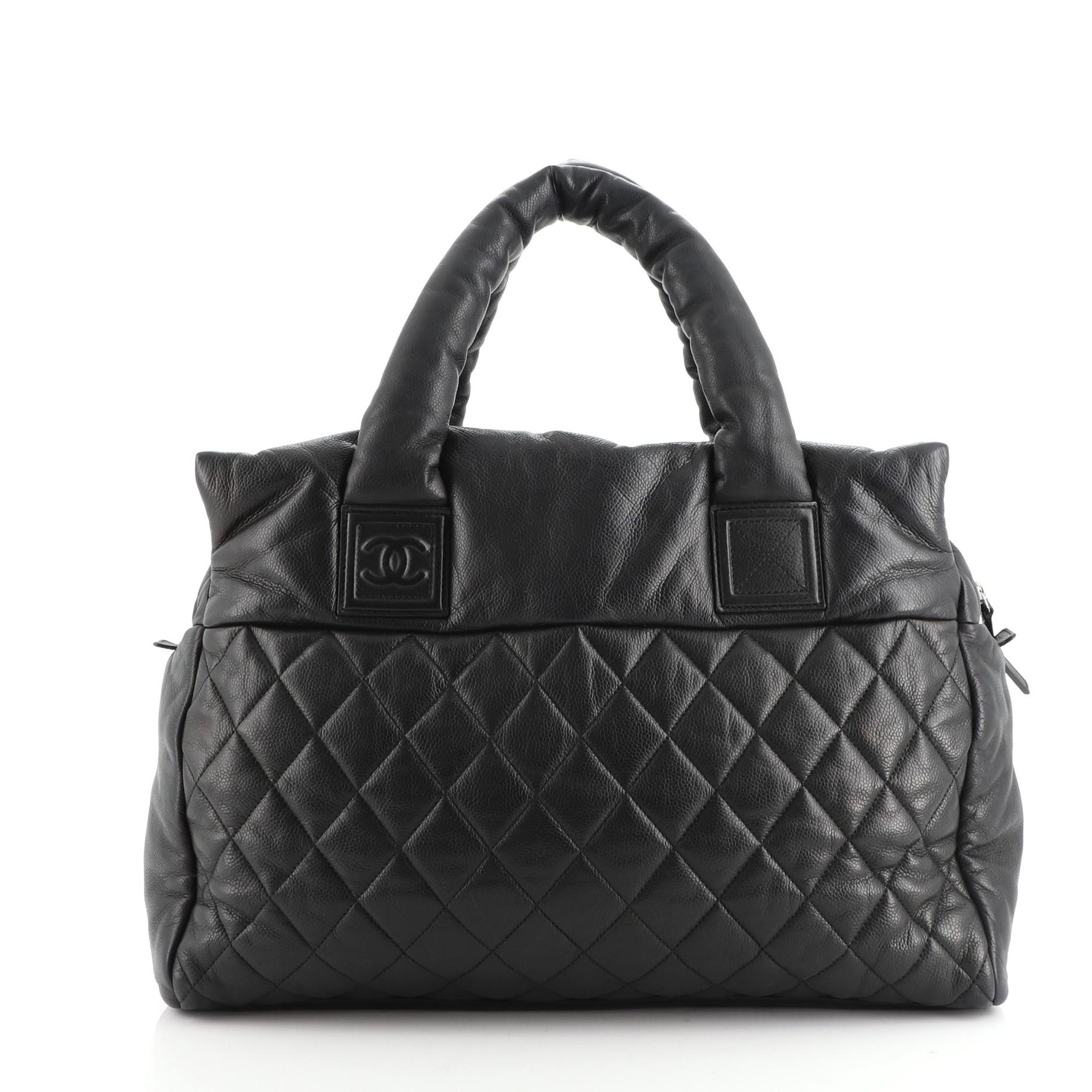 Chanel Coco Cocoon Boston Bag Quilted Caviar Large In Good Condition In NY, NY