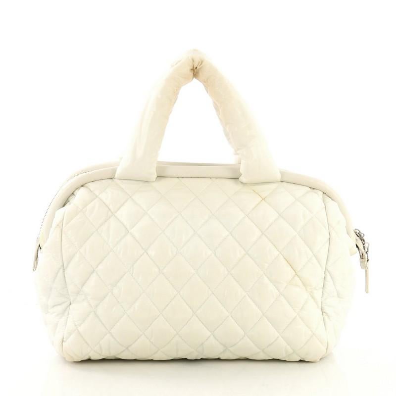 Beige Chanel Coco Cocoon Bowling Bag Quilted Nylon Medium