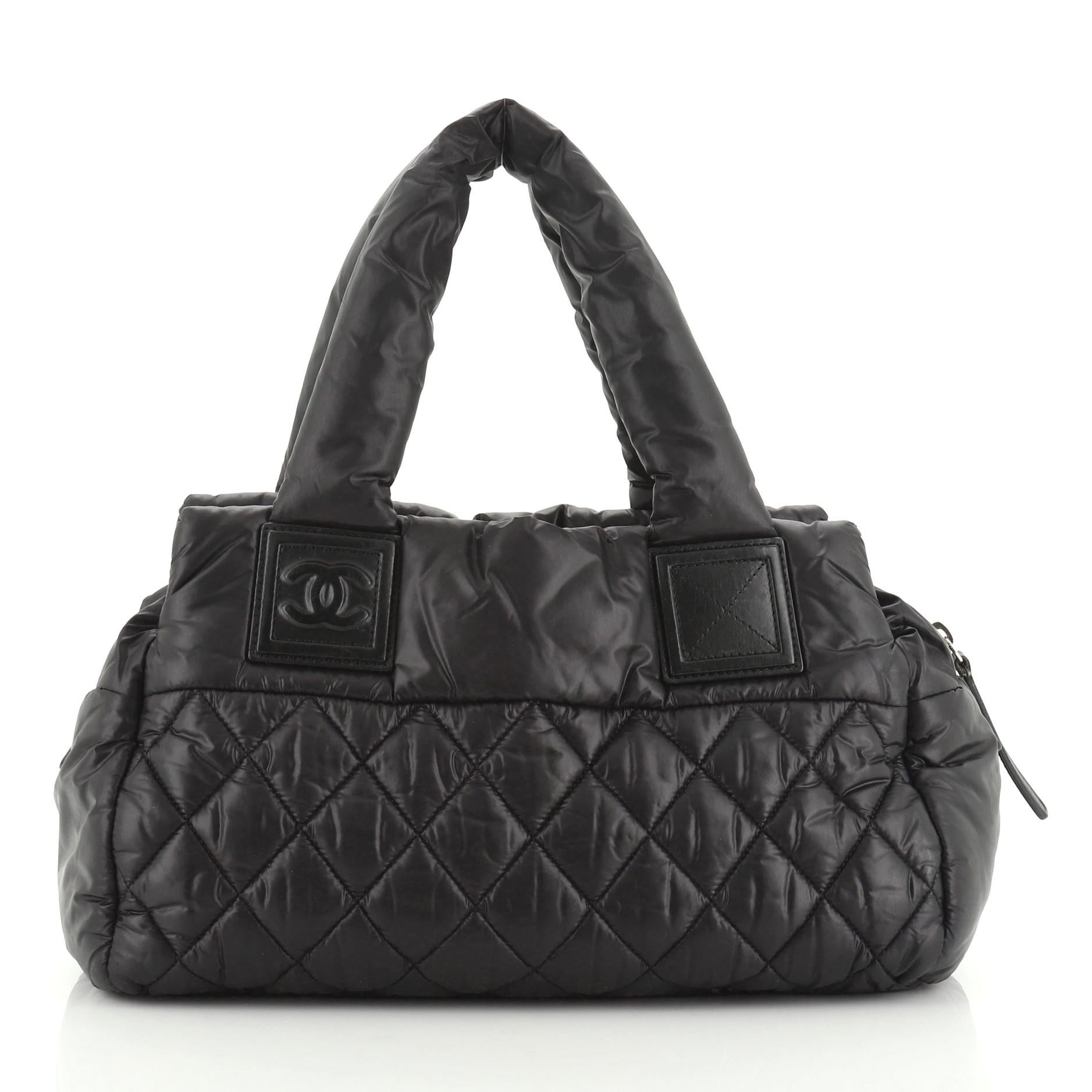 Black Chanel Coco Cocoon Bowling Bag Quilted Nylon Small