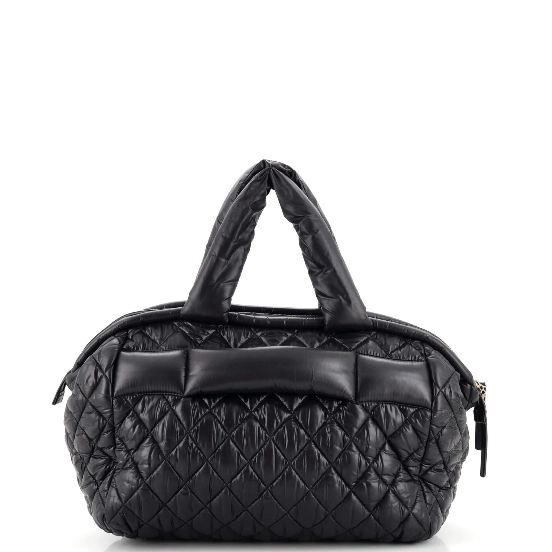 Chanel Coco Cocoon Bowling Bag Quilted Printed Nylon Medium In Good Condition For Sale In NY, NY