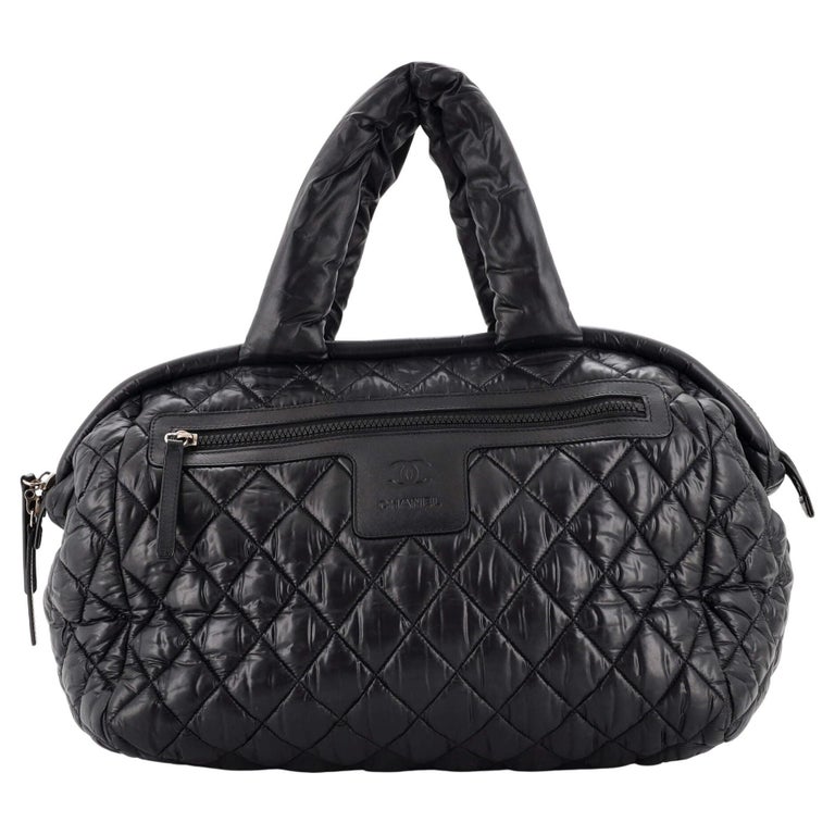 Cocoon Chanel Travel bag Black Silver hardware Polyester Linen ref