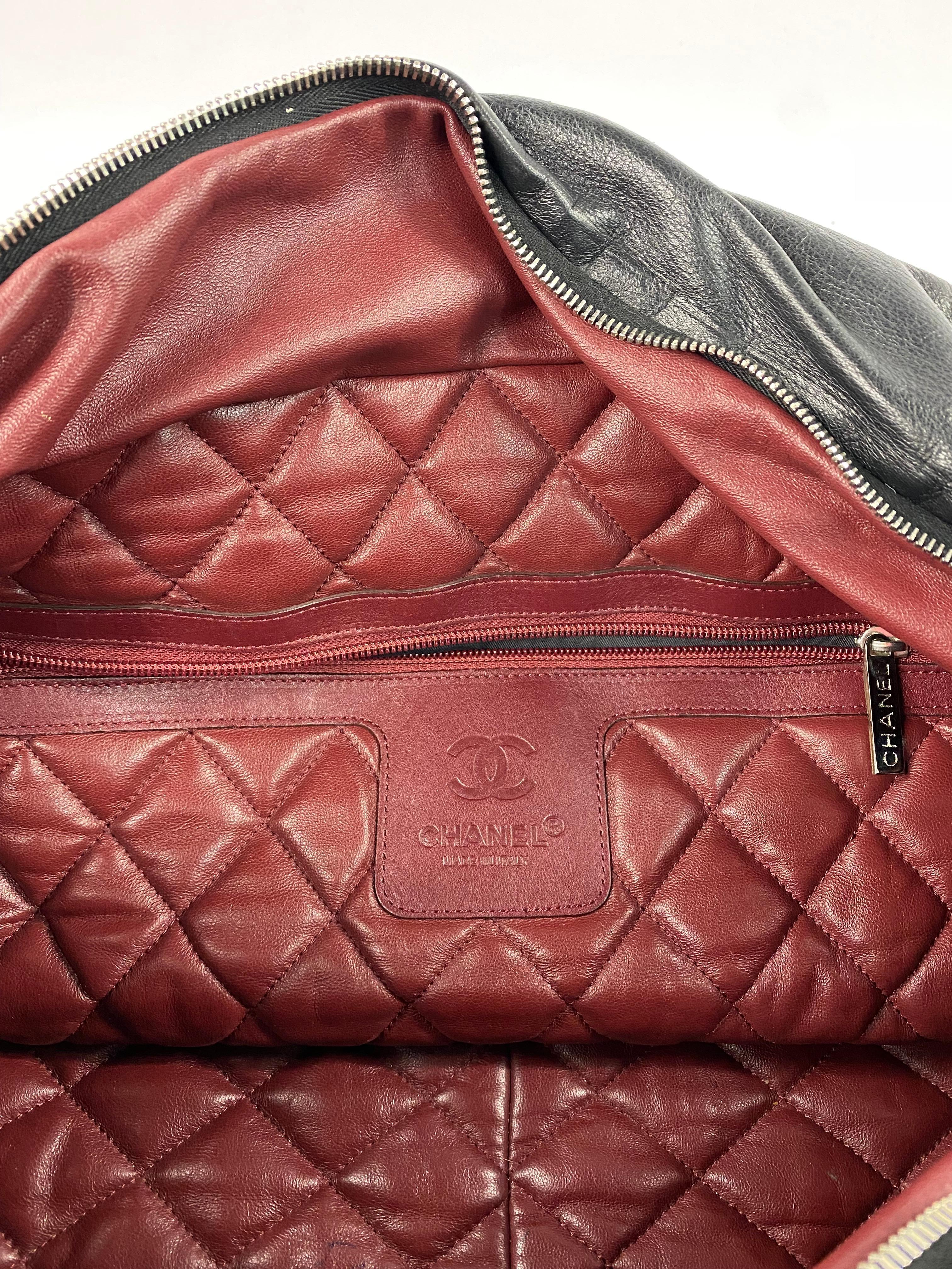 Chanel Coco Cocoon Bowling Black and Red Leather Quilted Tote Handbag 9