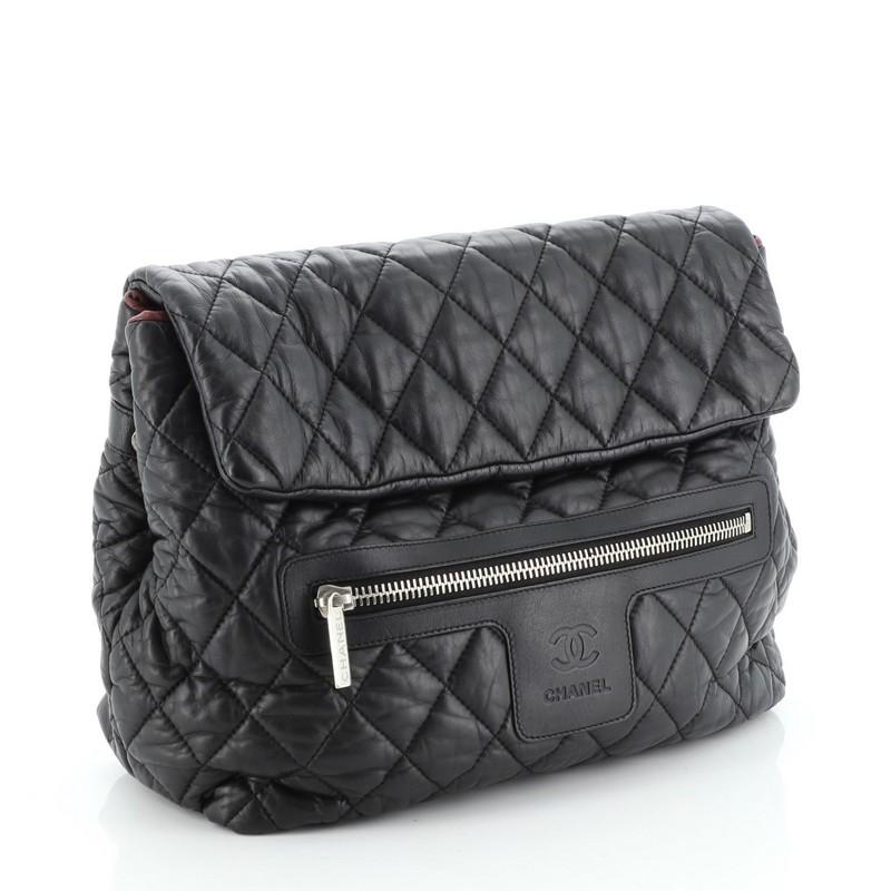 Black Chanel Coco Cocoon Flap Backpack Quilted Lambskin