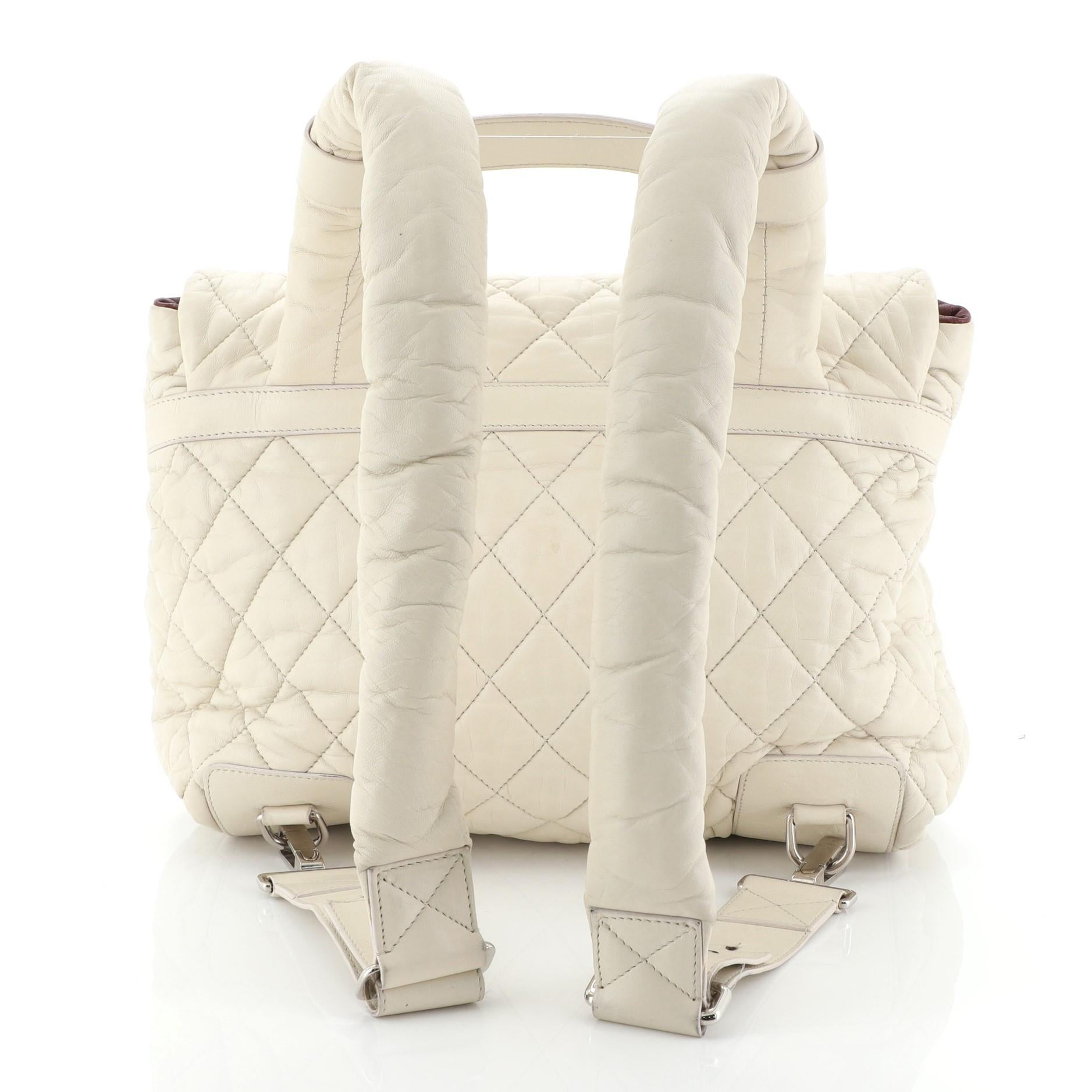 Beige Chanel Coco Cocoon Flap Backpack Quilted Nylon