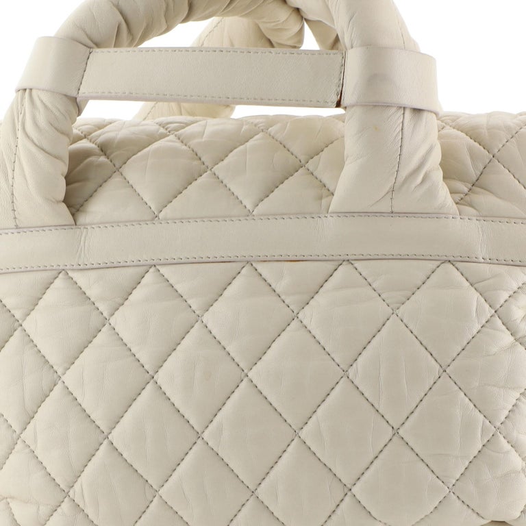 Chanel Light Blue Quilted Shimmer Leather Large Just
