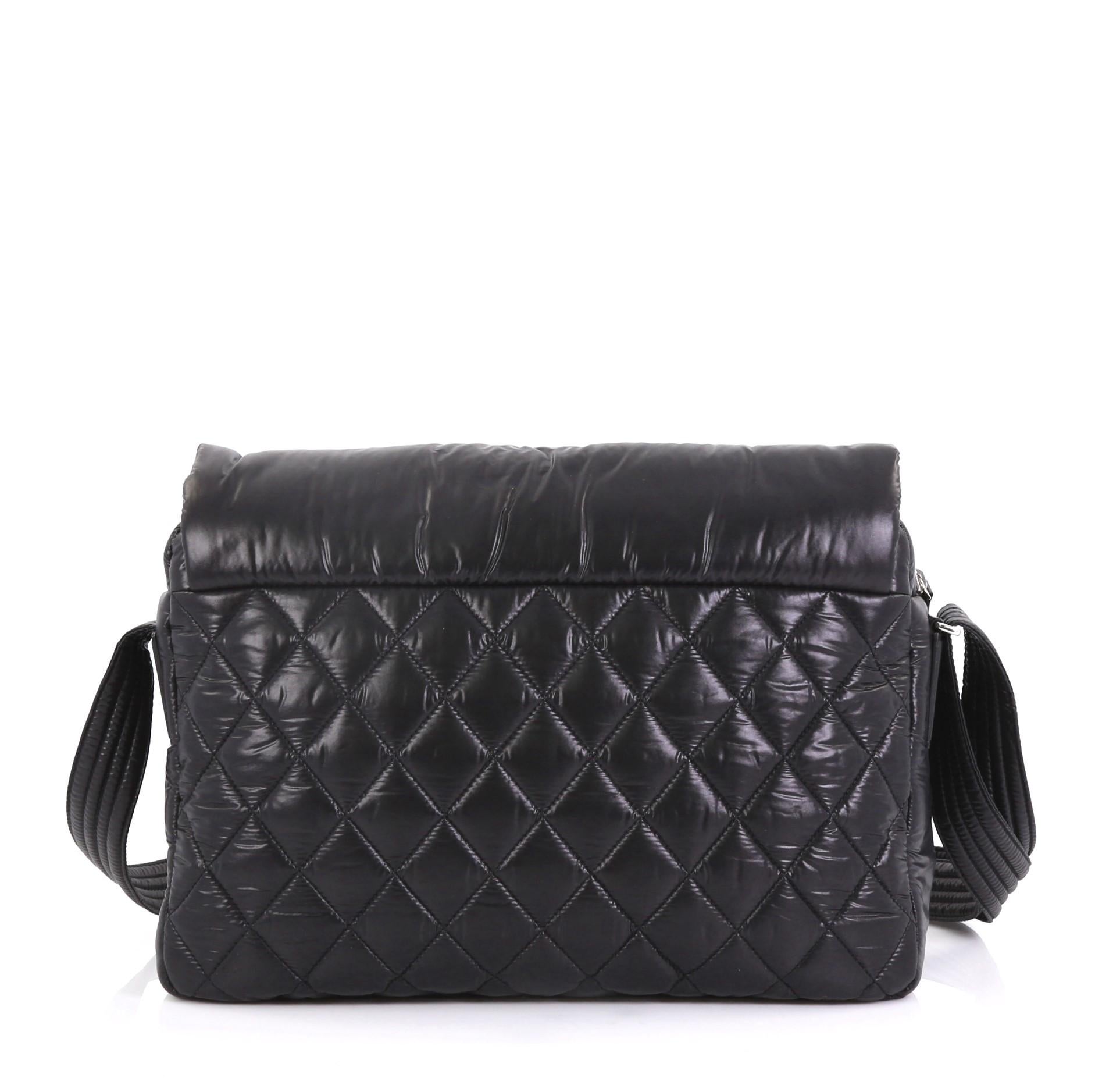 Black Chanel Coco Cocoon Messenger Bag Quilted Nylon Large