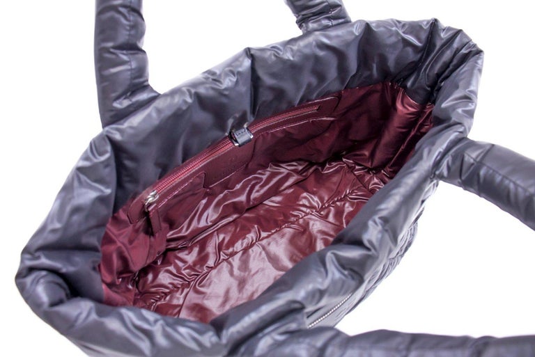 CHANEL Coco Cocoon Nylon Tote Bag Handbag Black Bordeaux