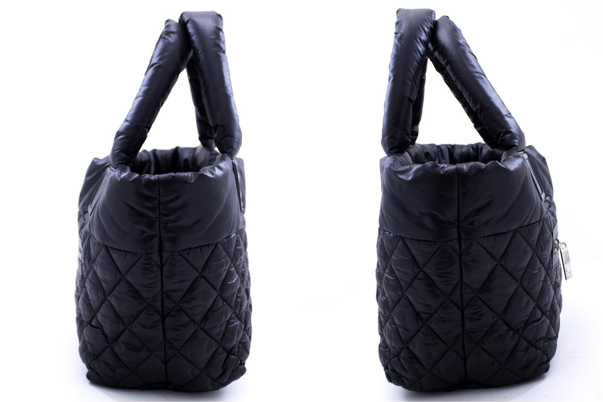 CHANEL Coco Cocoon Nylon Tote Bag Handbag Black Bordeaux Leather 1