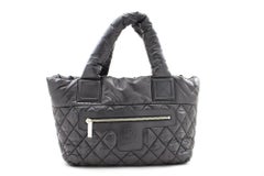 CHANEL Coco Cocoon PM Nylon Tragetasche Handtasche Leder Schwarz