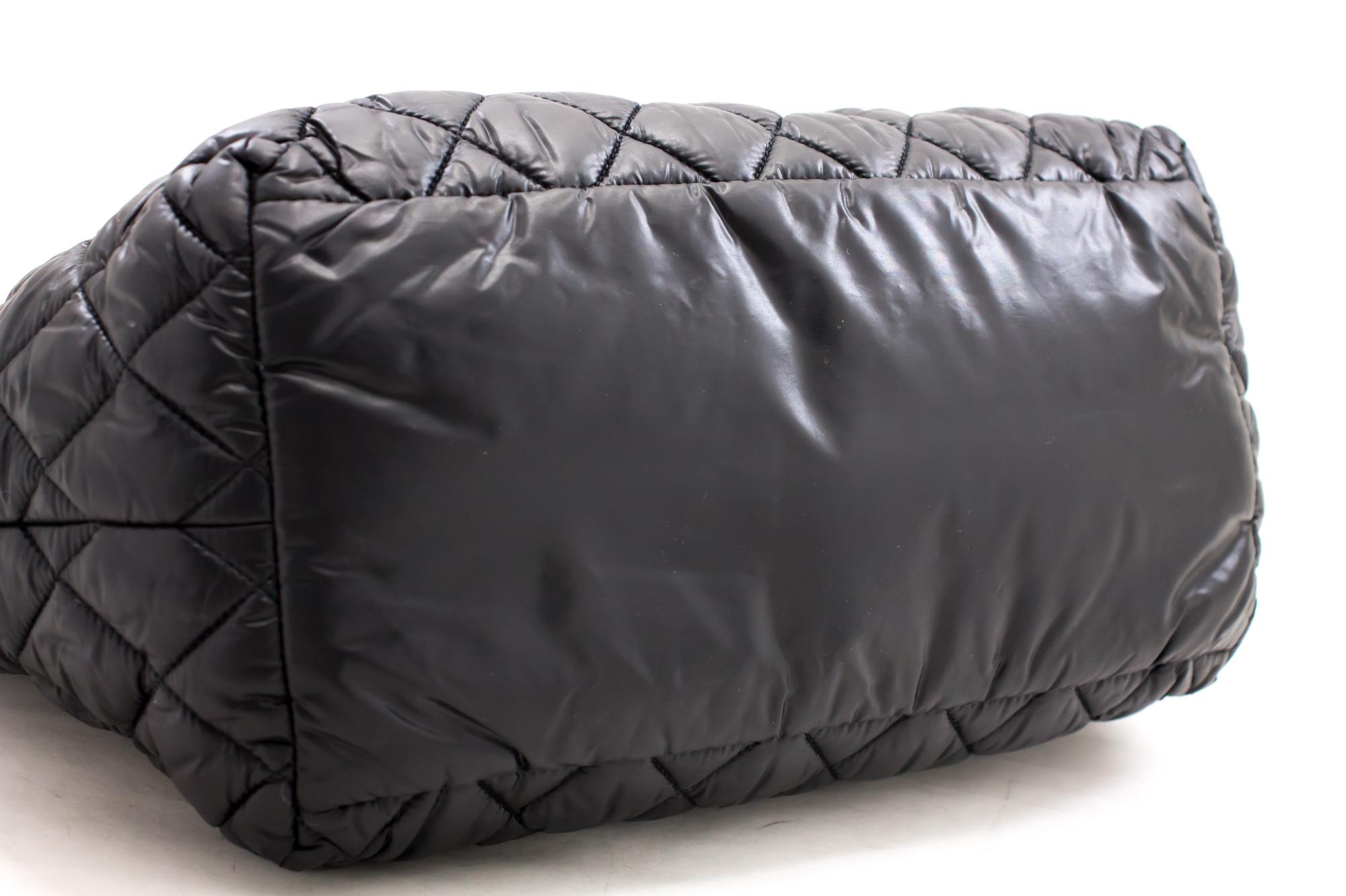 Women's CHANEL Coco Cocoon PM Nylon Tote Bag Handbag Leather Black