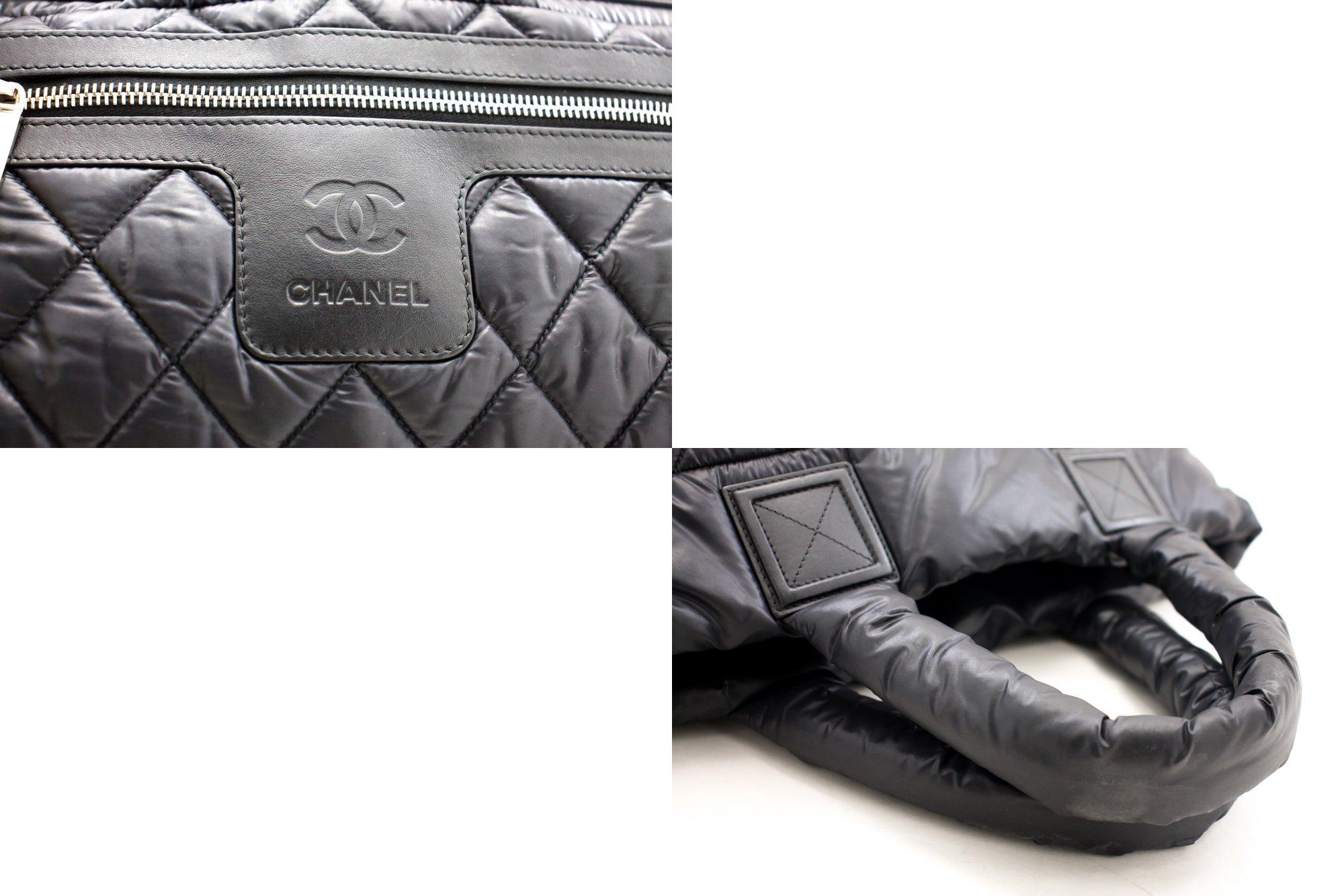 Women's CHANEL Coco Cocoon PM Nylon Tote Bag Handbag Leather Black For Sale