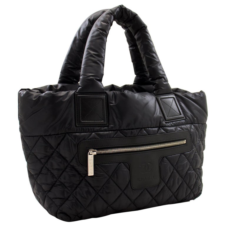 CHANEL Coco Cocoon PM Nylon Tote Bag Handbag Leather Black For Sale at  1stDibs