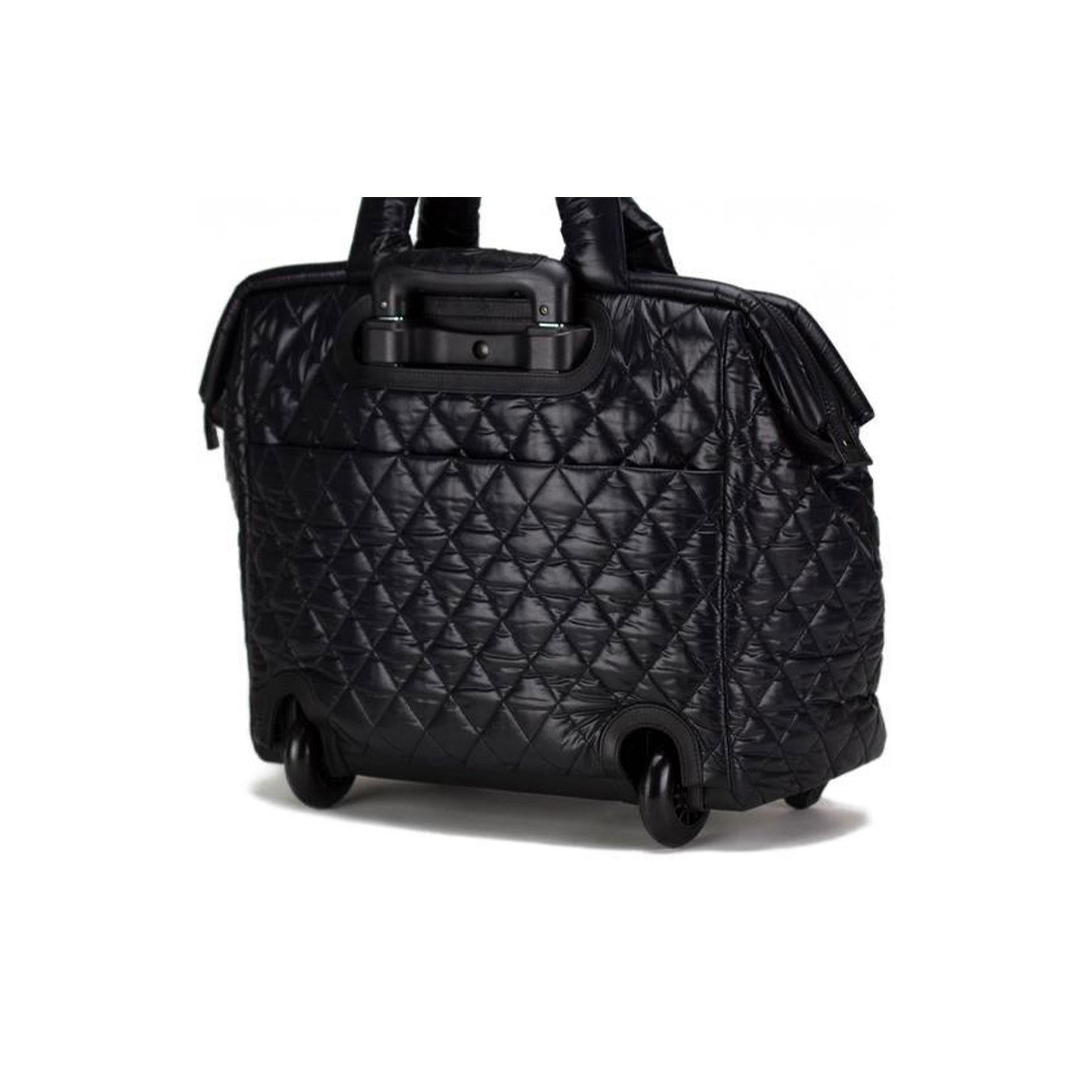 Women's or Men's Chanel Coco Cocoon Quilted Case Trolley Black Luggage