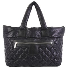Authentic Chanel Coco Cocoon Black Quilted Nylon Reversible Tote