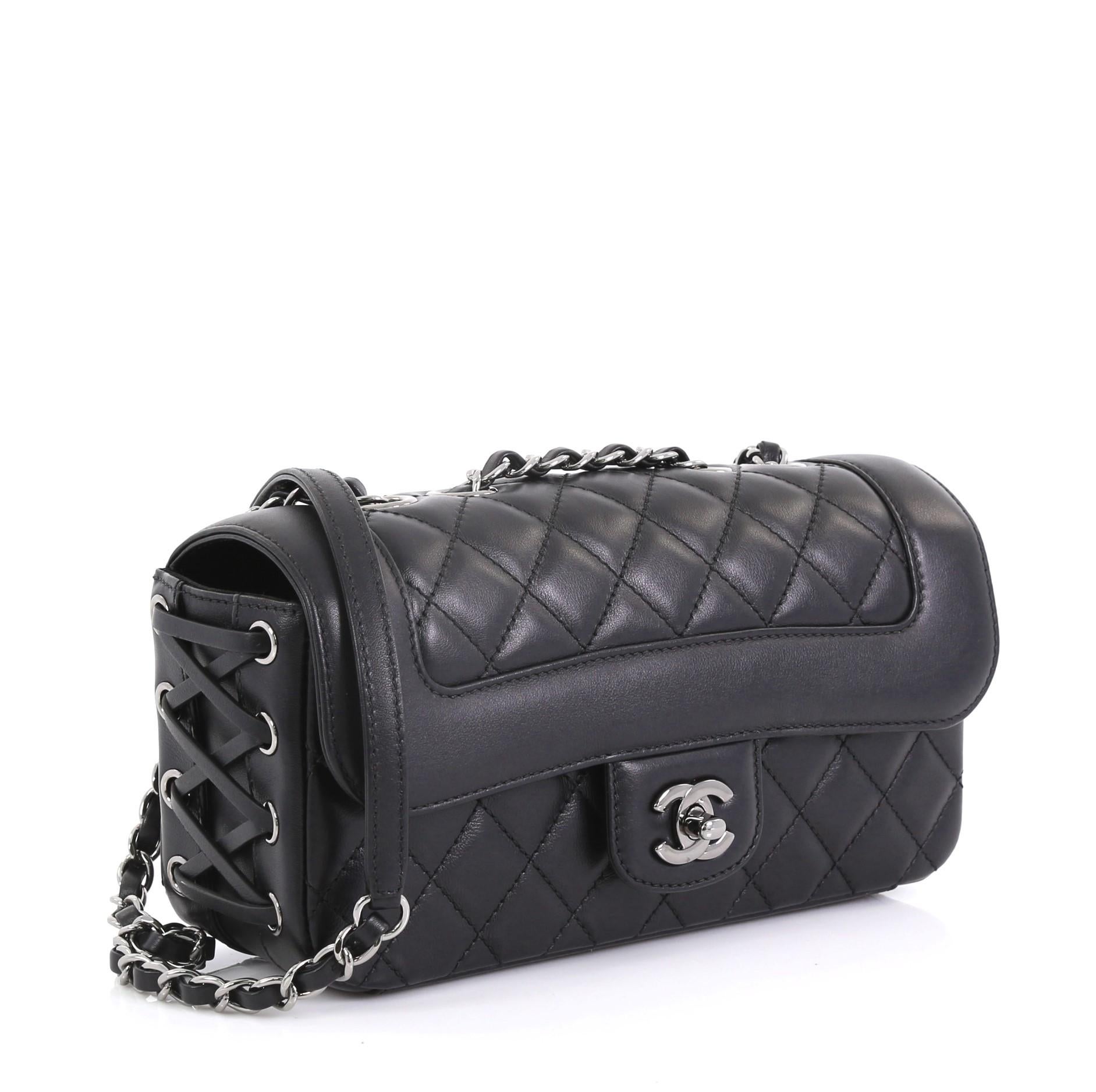 Black Chanel Coco Corset Flap Bag Quilted Lambskin Small
