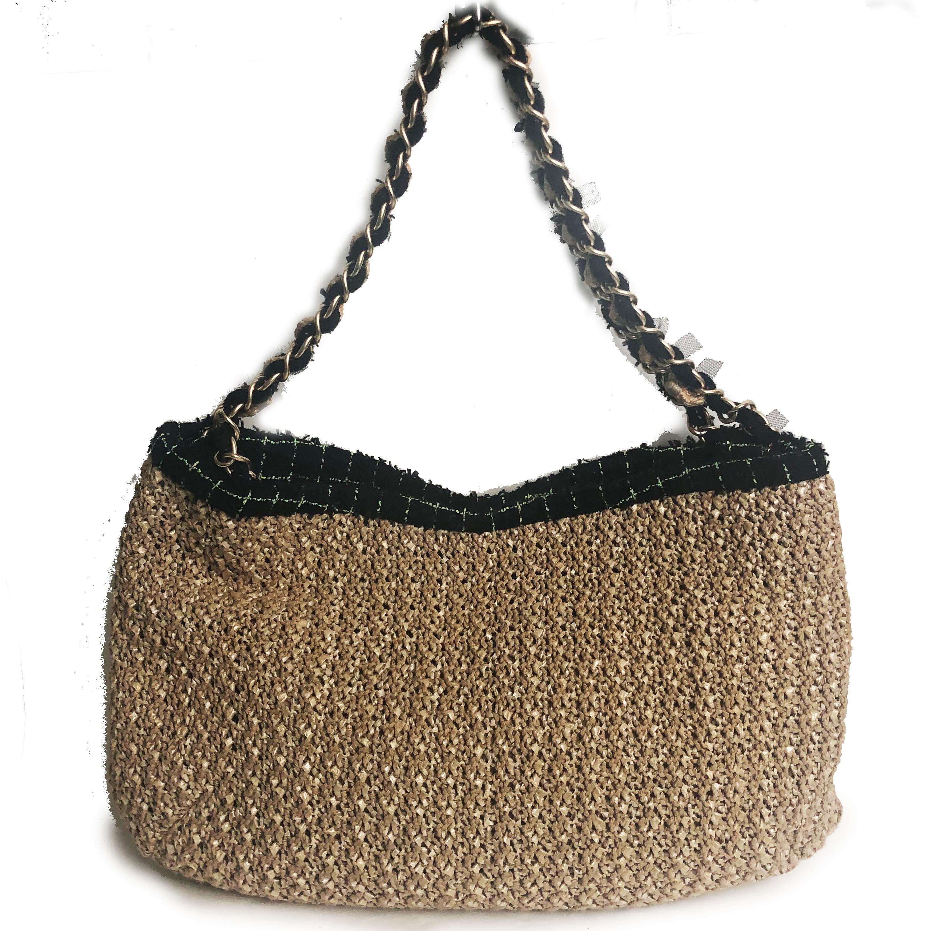 Women's or Men's Chanel Coco Country Camellia Bag Woven Straw Tote 2010 Collection 