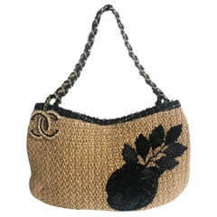 Beige Camellia Medium Single Flap Bag in Raffia with Gold tone Hardware,  2003-04, Handbags & Accessories, 2021