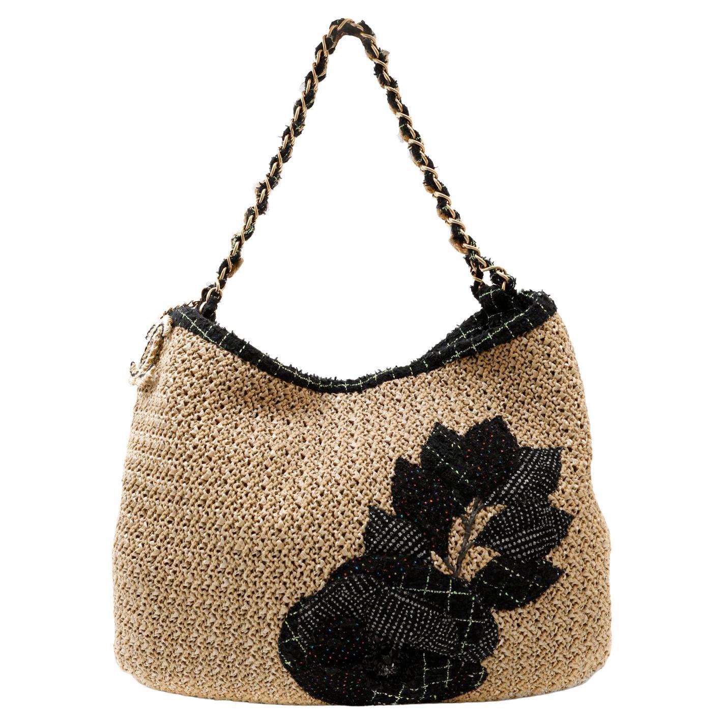 Chanel Coco Country Seagrass Camellia Large Bag