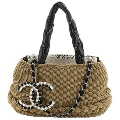 CHANEL Woven Raffia CC Coco Country Tote 10976