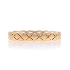 Chanel Coco Crush Beige Gold Mini Band - 18k Etched Wedding Ring Size 6