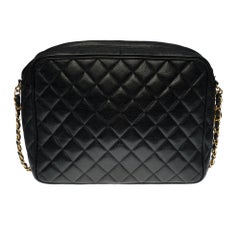 Chanel "Coco Crush" Camera shoulder flap bag in black caviar leather, GHW