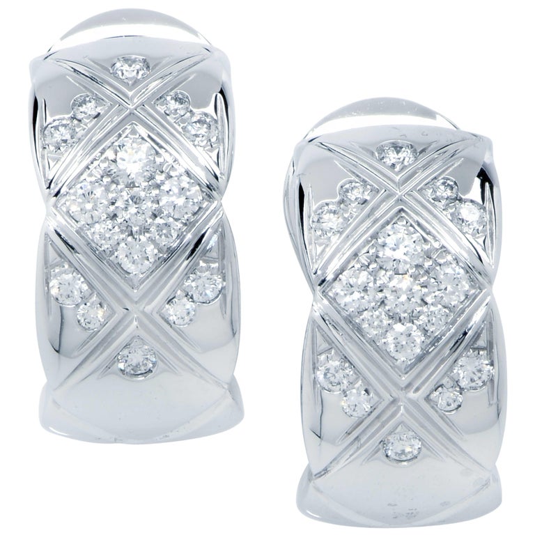 Coco Crush Diamond 18 Karat White Gold Earrings at 1stDibs | chanel coco crush earrings, crushed diamond coco crush price