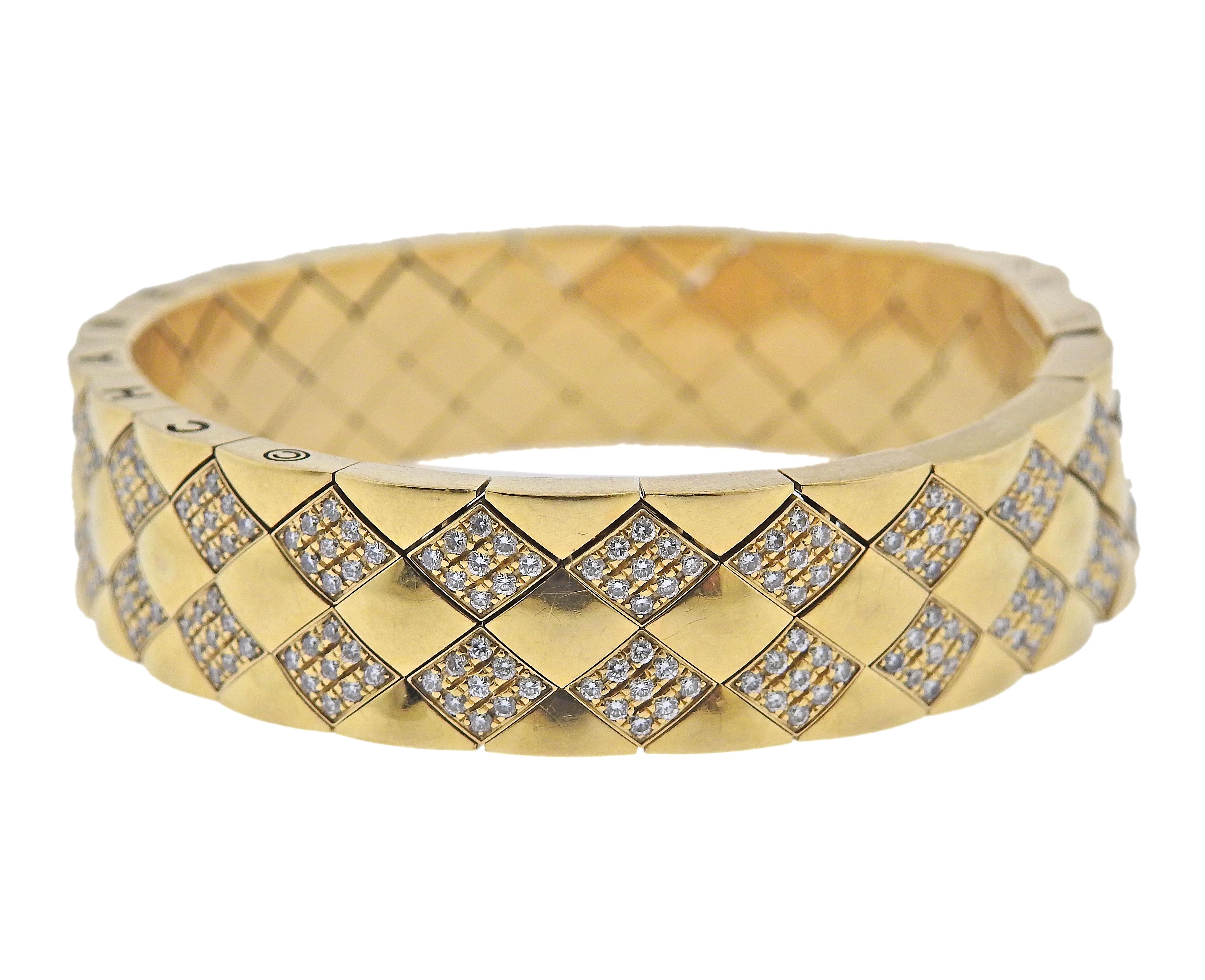 18k yellow gold Coco Crush bracelet by Chanel, with approx. 2.30ctw in diamonds. Bracelet is 6.75
