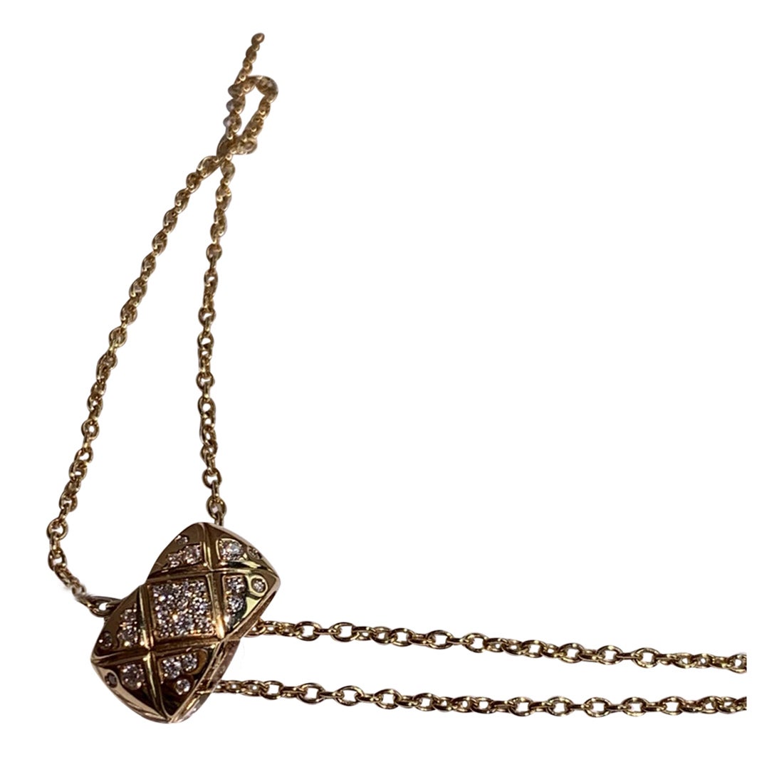 Chanel Coco Crush Diamond Necklace, Beige Gold For Sale