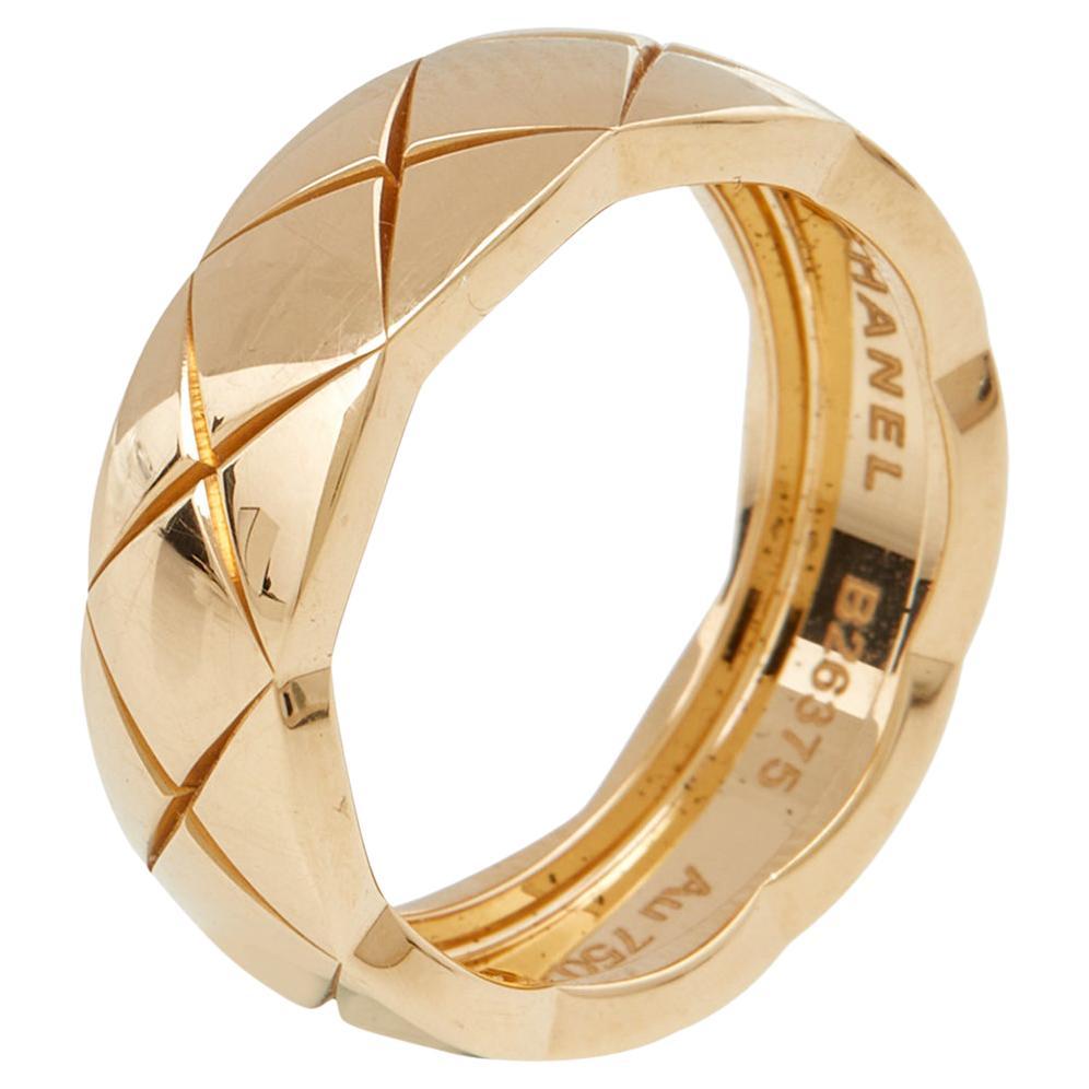 Chanel Coco Crush Quilted motif 18K Yellow Gold Small Version Band Ring 54  For Sale at 1stDibs | chanel coco crush ring, chanel ring, coco crush rings