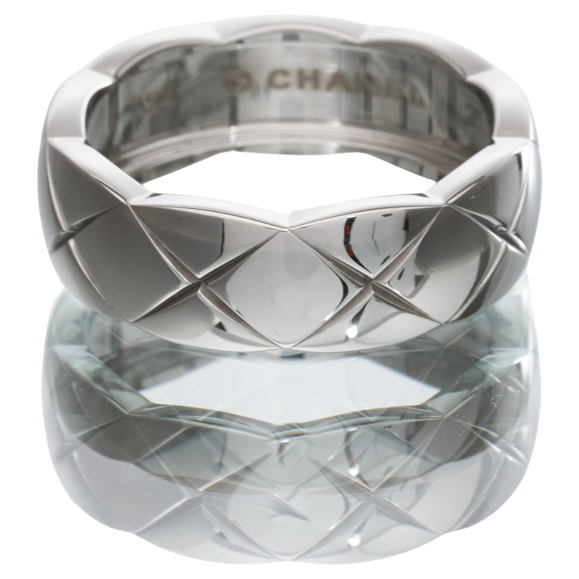 Chanel Coco Crush Ring 18k White Gold Size N 54 Box & Cert REF J10570 RRP £2600