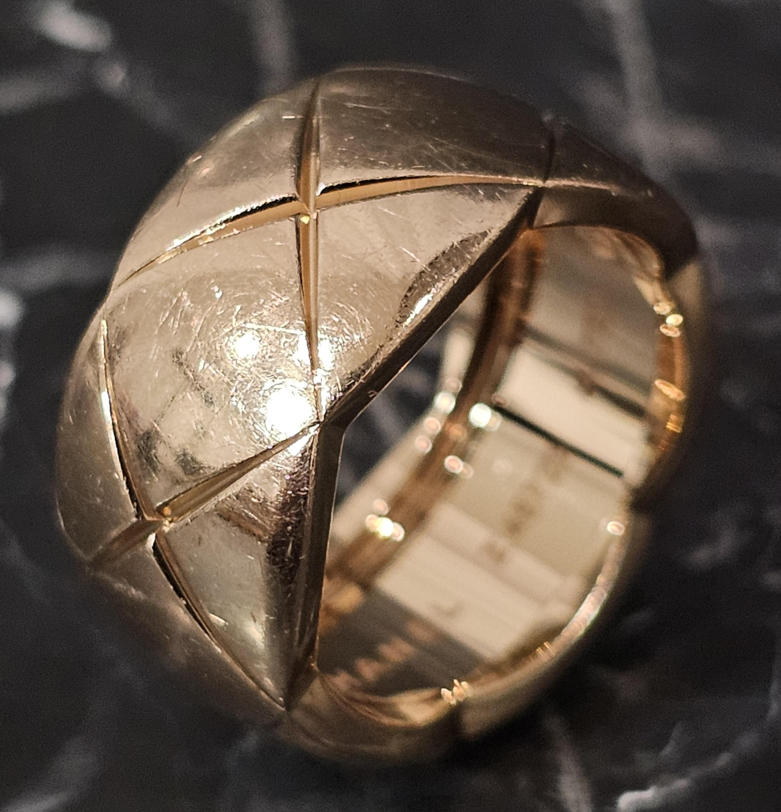 Chanel Coco Crush Wide Band Ring Quilted 18k Rose Gold 11mm Wide sz 56 US 8 7