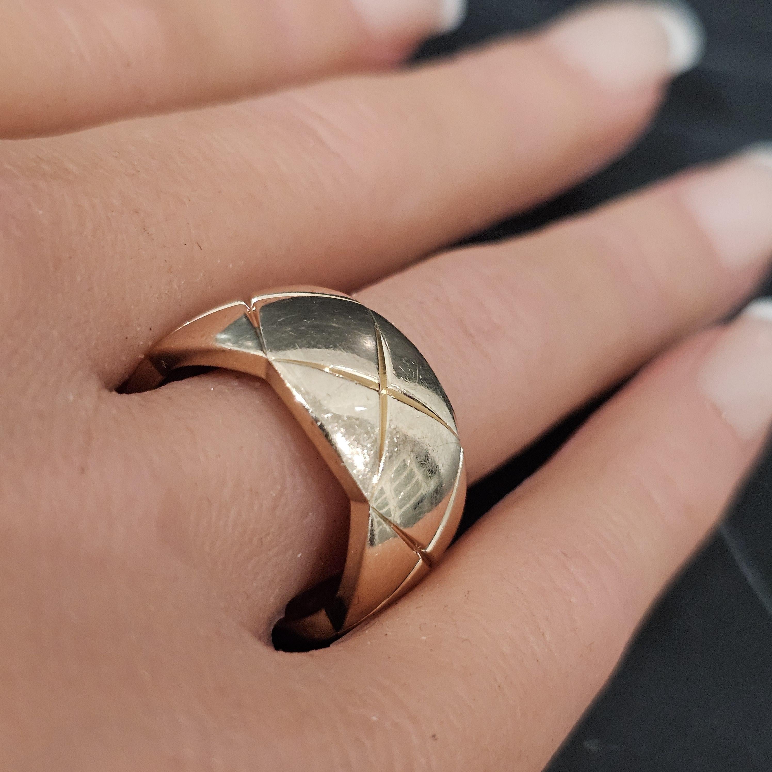 Chanel Coco Crush Wide Band Ring Quilted 18k Rose Gold 11mm Wide sz 56 US 8 2