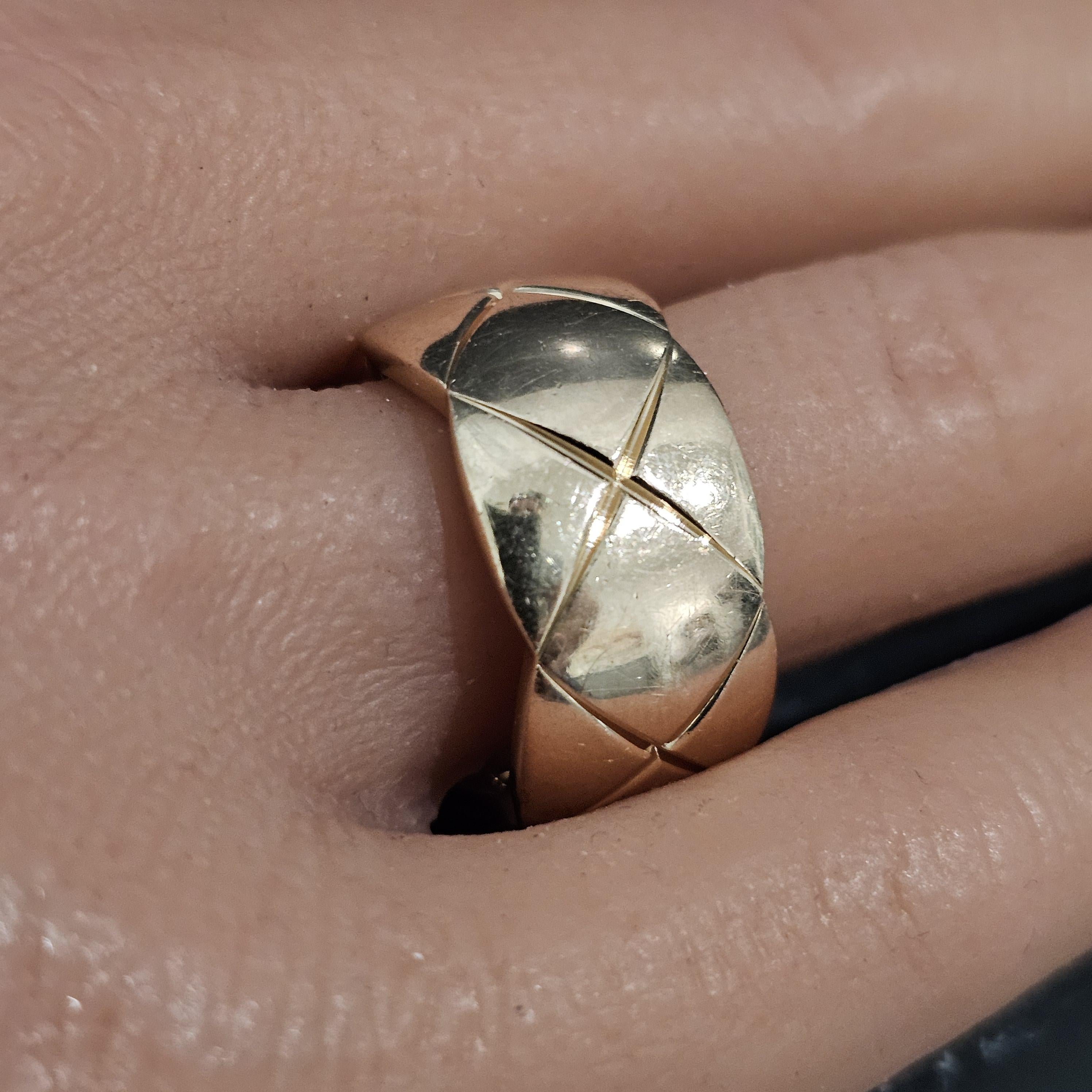 Chanel Coco Crush Wide Band Ring Quilted 18k Rose Gold 11mm Wide sz 56 US 8 3
