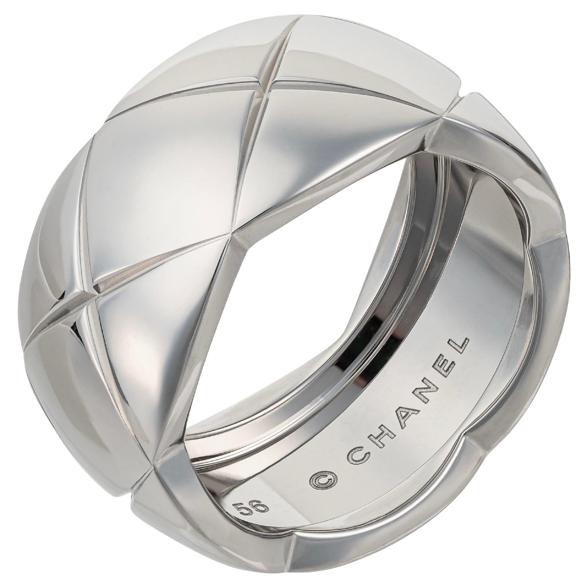 Chanel Coco Crush Wide Band White Gold Ring, Modern Design, 2000 For Sale