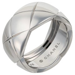 Chanel Coco Crush Wide Band White Gold Ring, Modern Design, 2000